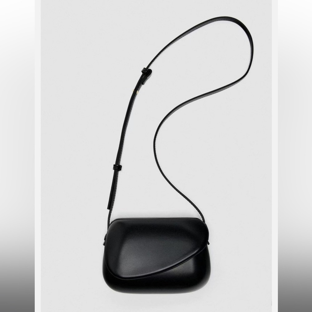 Zara Black Smooth Leather Crossbody Bag